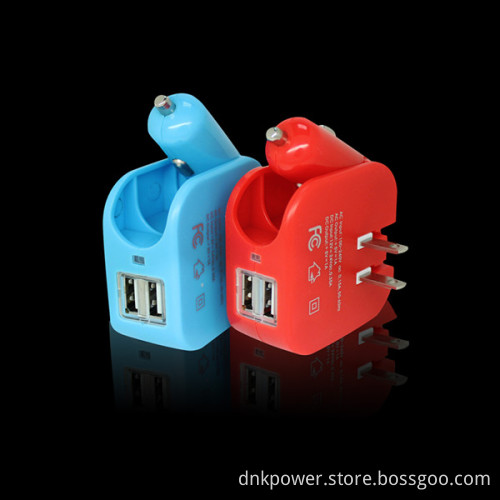 Double USB Mobile Phone Wall Charger+ USB Car Charger